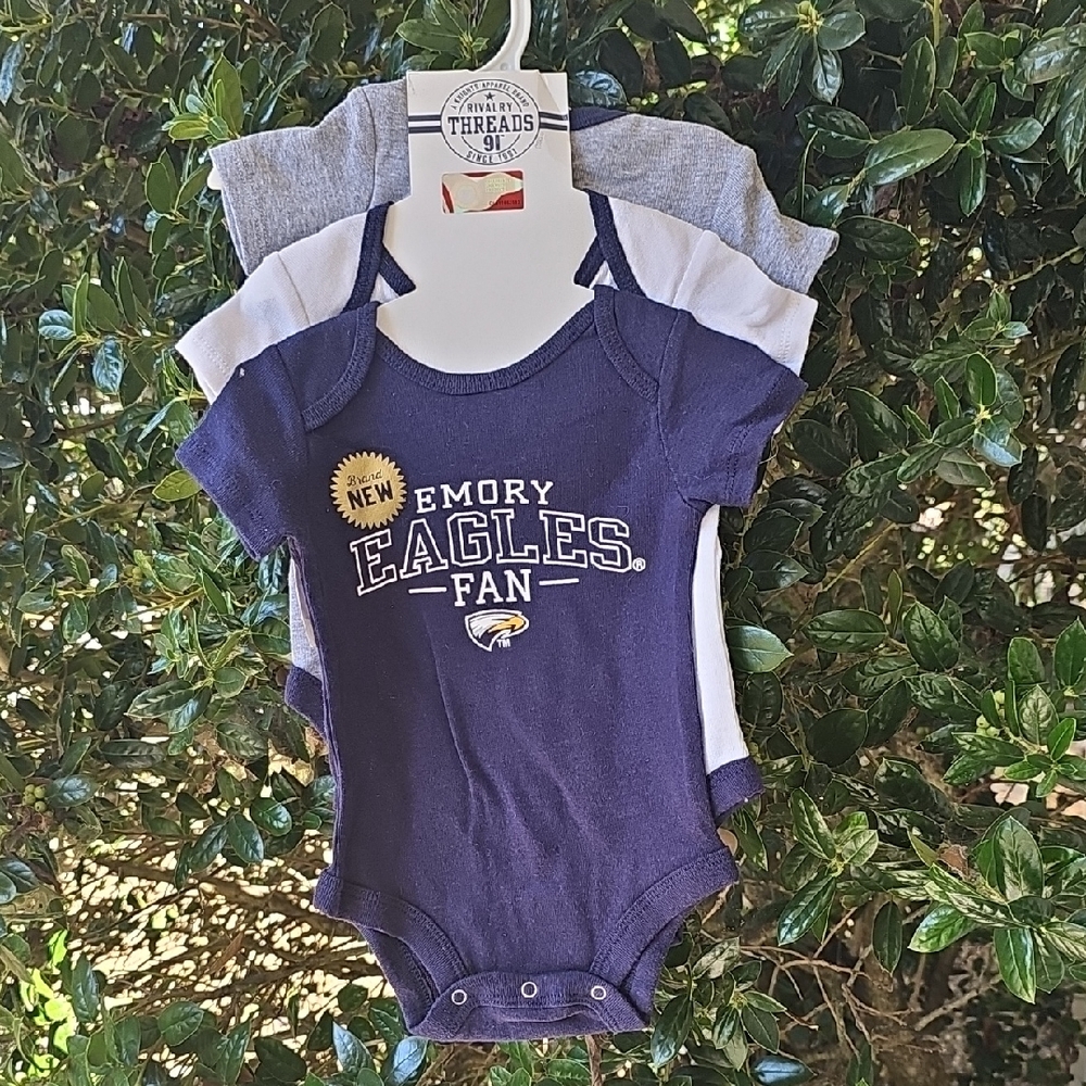 3-6 Months NWT Emory Eagles Fan Kids One Piece - Purple and Gray BABY